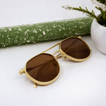 Cloriss Gold And Brown Unisex Sunglasses