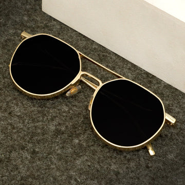 Classic Gold And Black Unisex Sunglasses