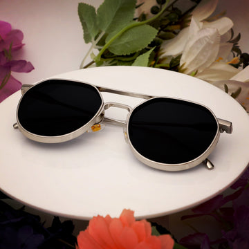 Classic Silver And Black Unisex Sunglasses