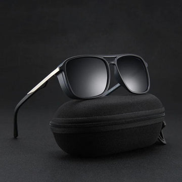 BLACK RETRO SQUARE SUNGLASSES FOR MEN AND WOMEN